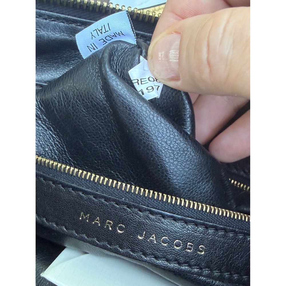Marc Jacobs Rare Vintage Runway Black Lambskin Gold Metallic Satchel Bag - Picture 15 of 17
